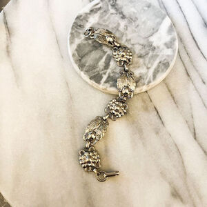 Vintage Bracelet Silver Toned‎ Metal Ornate Design Links Cottagecore Grannycore